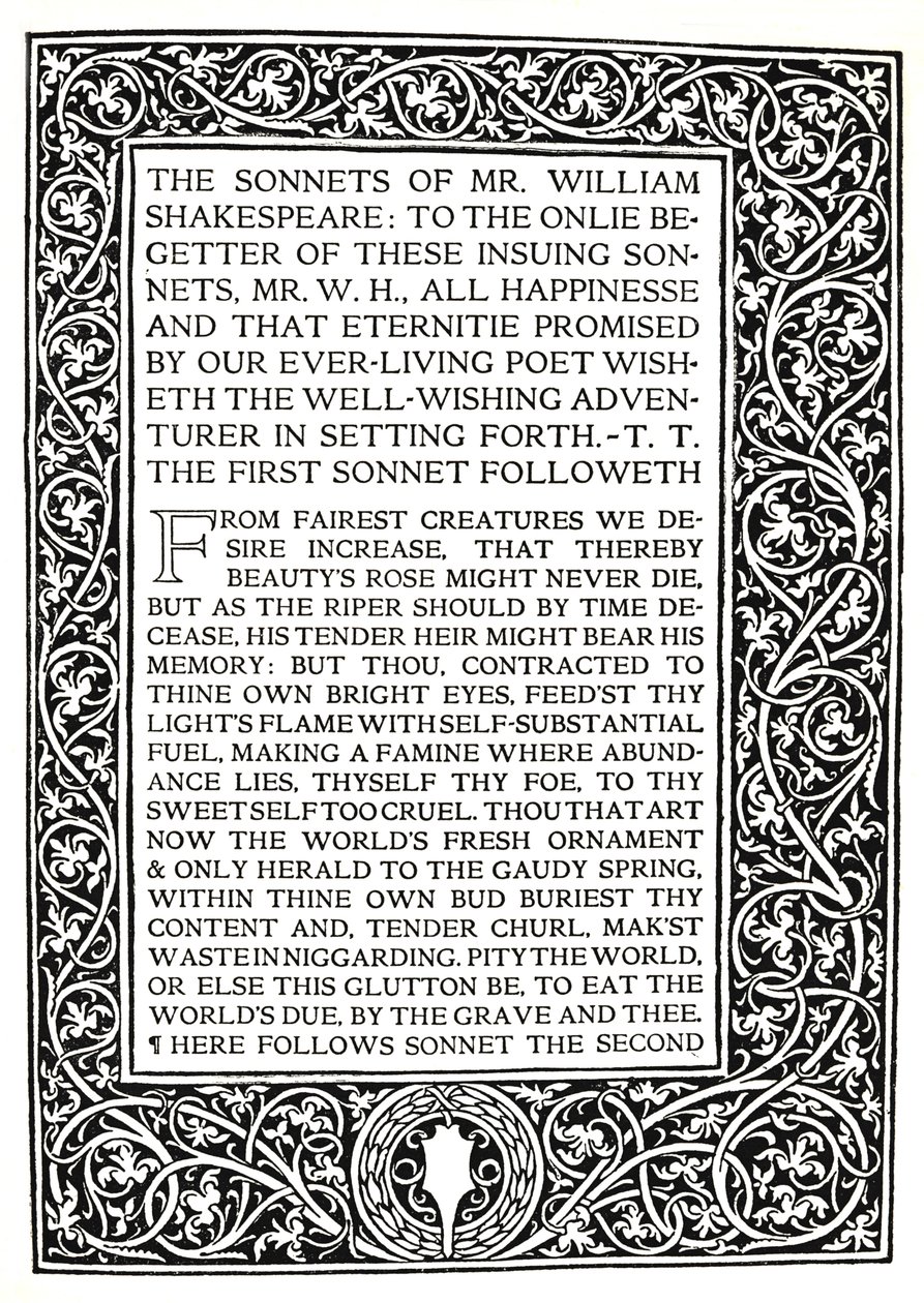 Riccardi Press: Sida från Sonnets of Shakespeare, c.1914 av Herbert Percy Horne