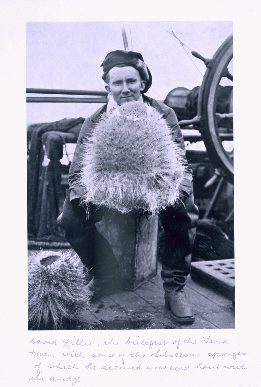 David Lille, biolog från "Terra Nova" med några av de seliska svamparna. från "Scott