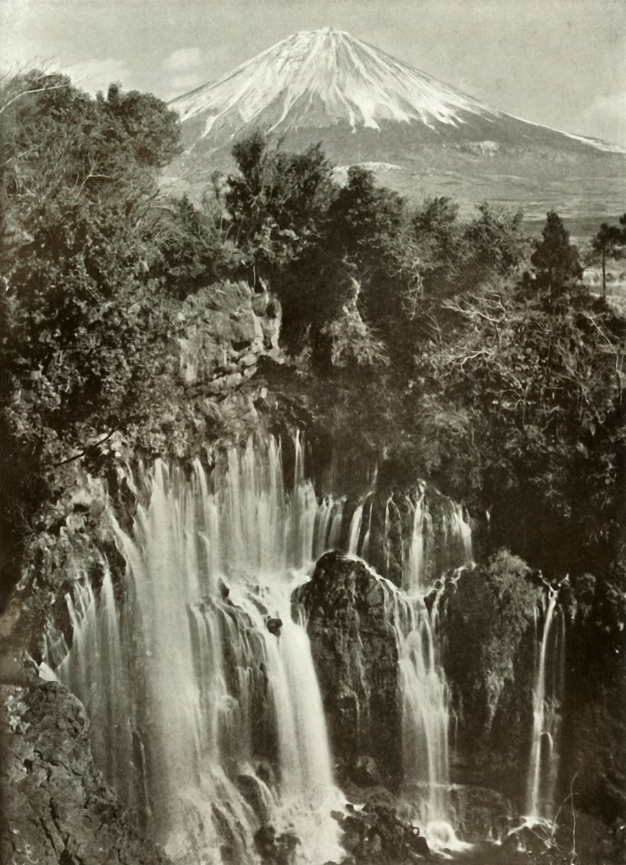 Fuji och Shira-Ito-vattenfallet, 1910. av Herbert Ponting