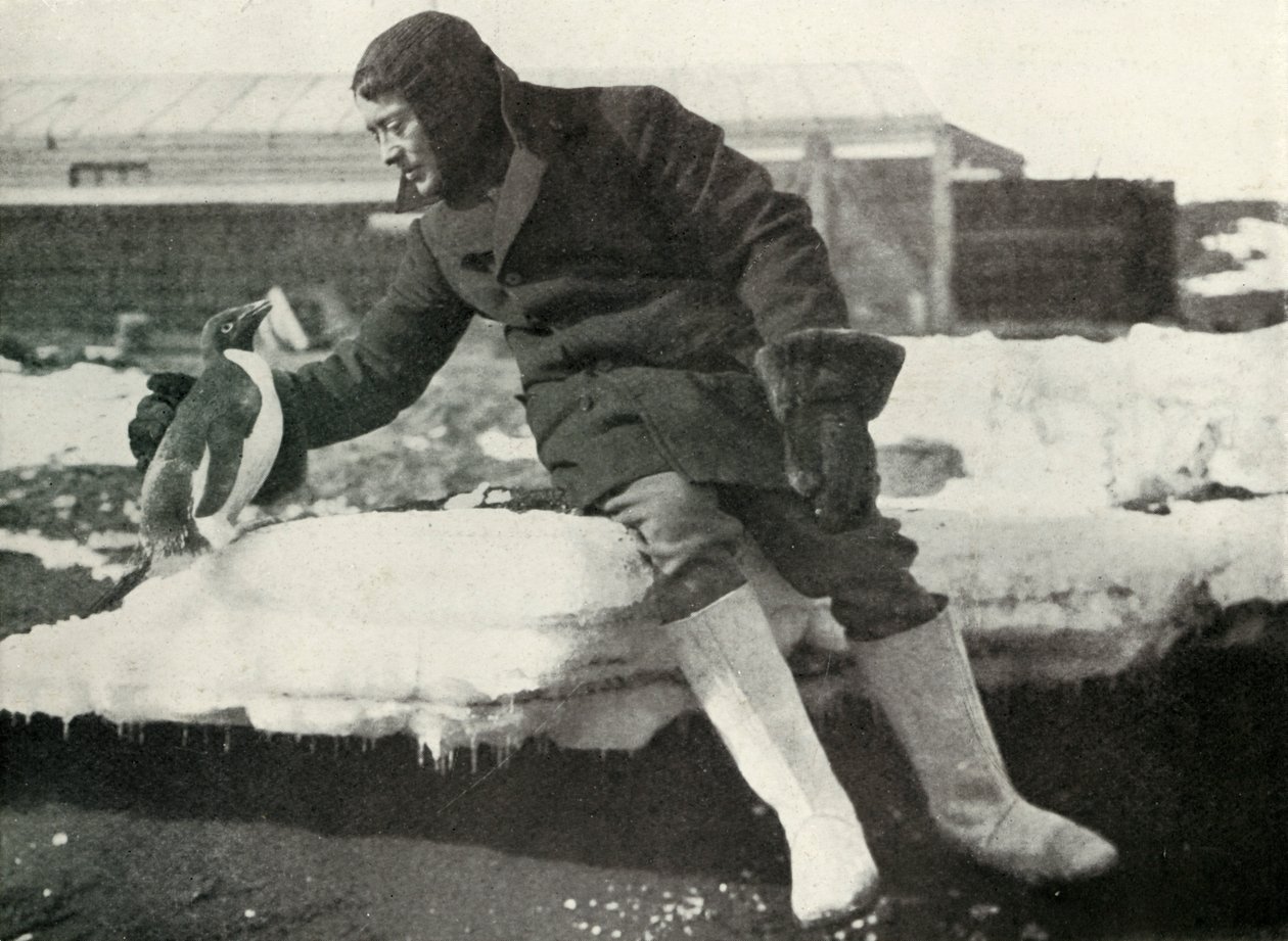 Lieut. Rennick och en vänlig pingvin, 1911, 1913 av Herbert Ponting