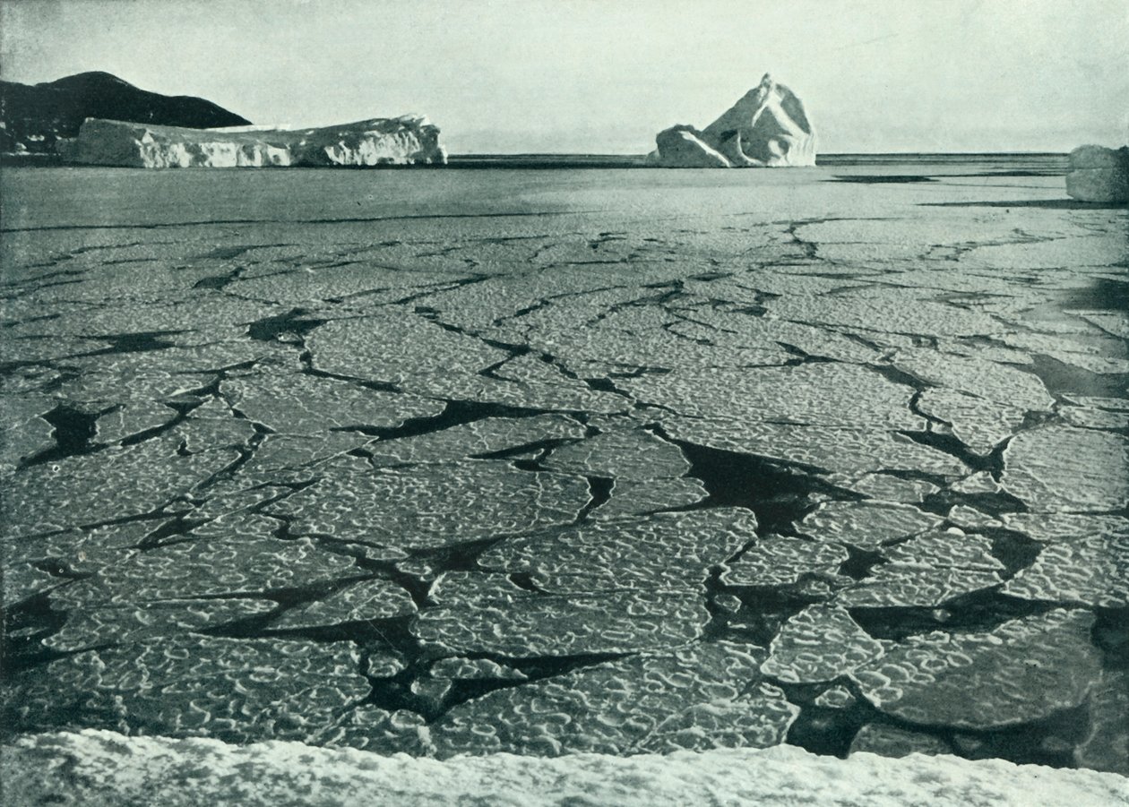 Pannkaksis som formas till isflak utanför Cape Evans, c19101913, 1913. av Herbert Ponting