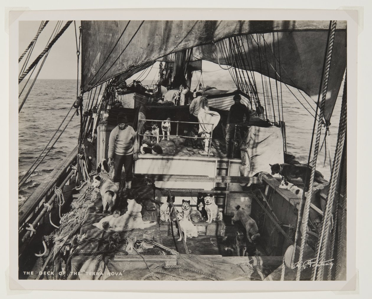The Deck of the Terra Nova (bromidtryck) av Herbert Ponting