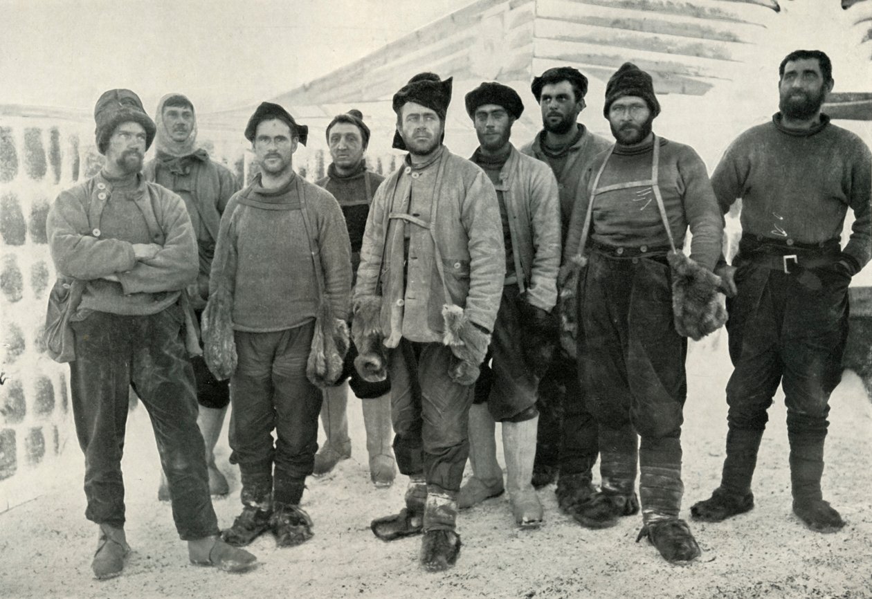 Depôt Laying och Western Parties på deras återkomst till Cape Evans, 13 april 1911, 1913. av Herbert Ponting