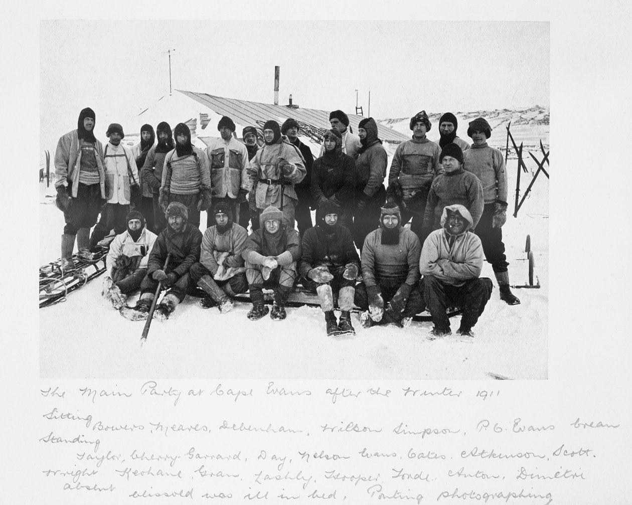 Main Party på Cape Evans efter vintern 1911 (inkl Scott), från 