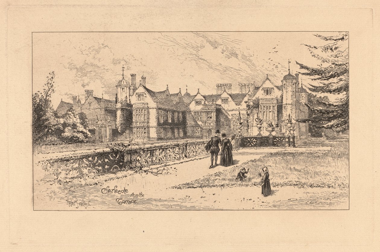 Charlecote från terrassen av Herbert Railton