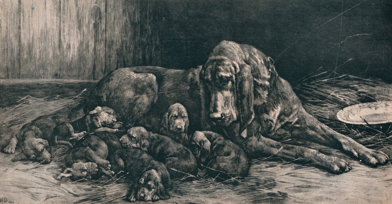 Den lyckliga modern, 1894, 1911 av Herbert Thomas Dicksee