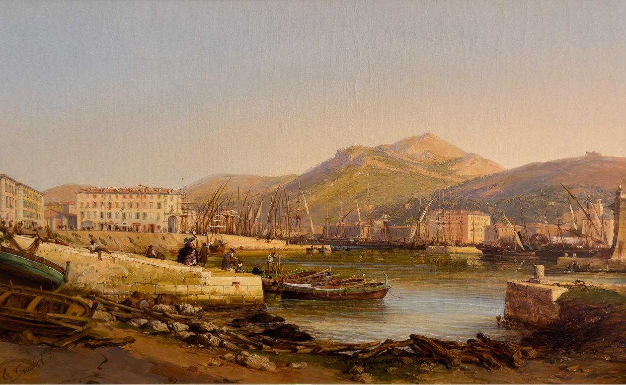 Nice hamn, ca 1860 (olja på duk) av Hercule Trachel