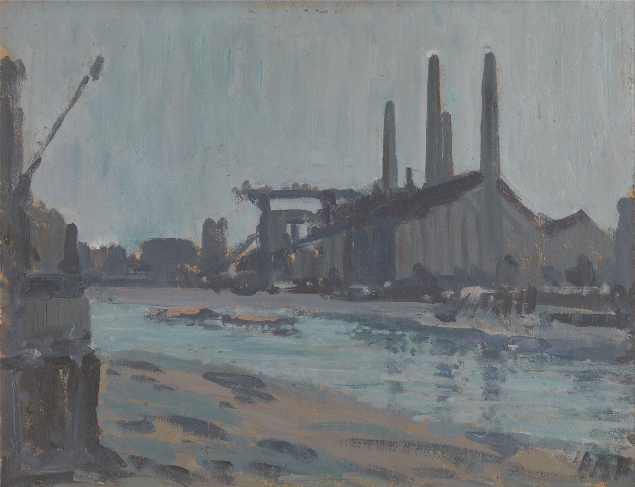 Landskap med industribyggnader vid en flod av Hercules Brabazon Brabazon