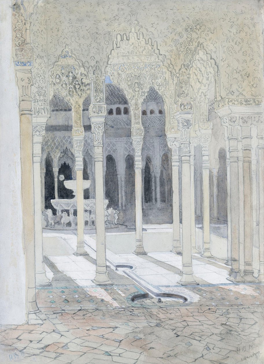 Lejongården, Alhambra, Granada, Spanien av Hercules Brabazon Brabazon
