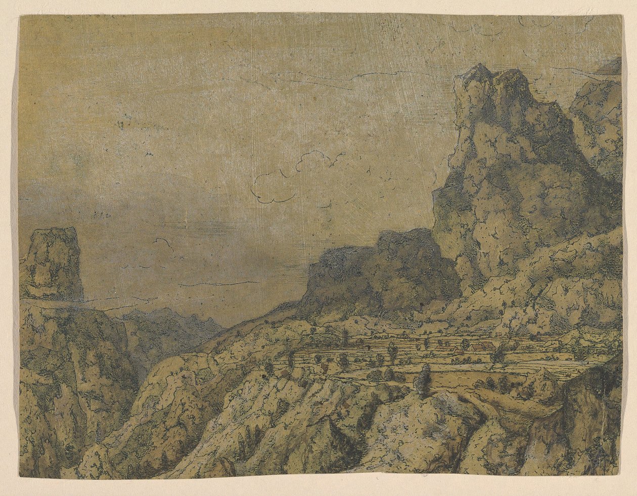 Bergsdal med platå, ca. 1625-30. av Hercules Seger