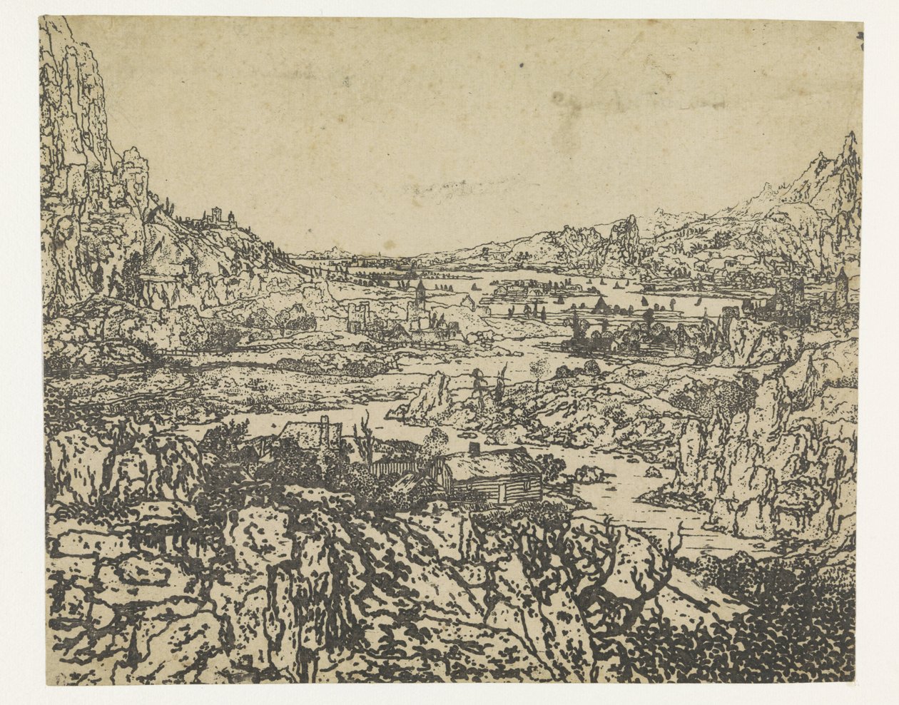 Bergsdal med en slingrande flod av Hercules Segers
