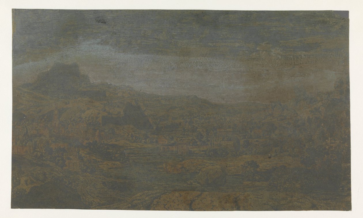 Dal med en flod och en stad med fyra torn av Hercules Segers