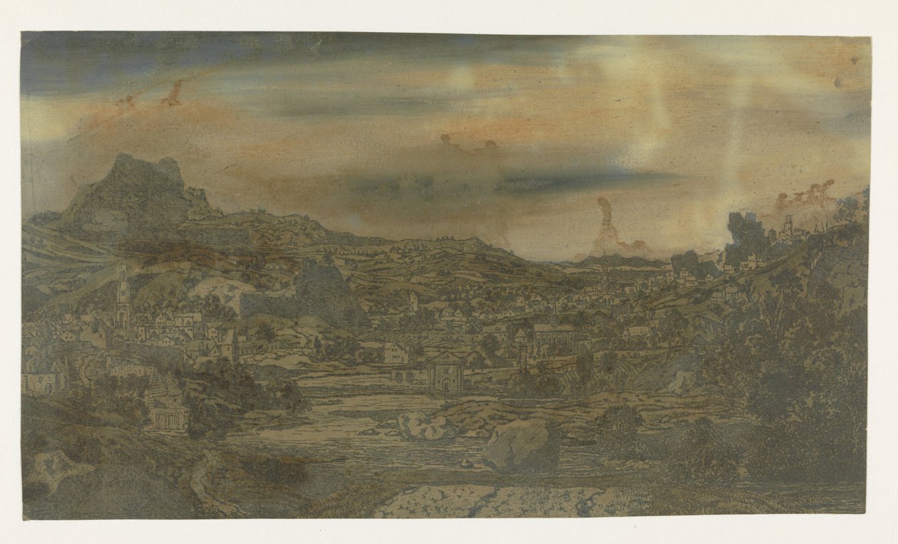 Dal med en flod och en stad med fyra torn av Hercules Segers