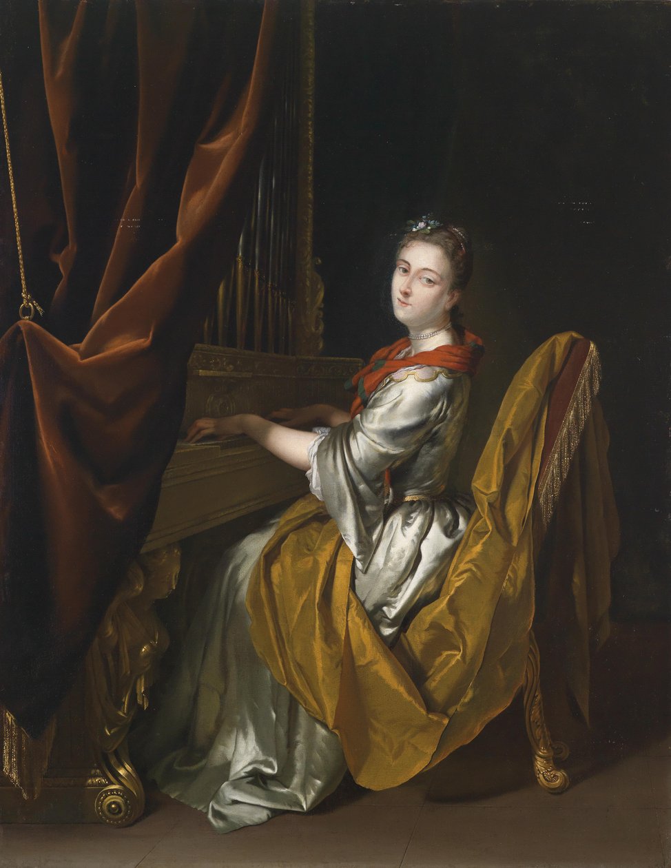 Porträt der Barbara Janssens an der Orgel av Herman van der Mijn  