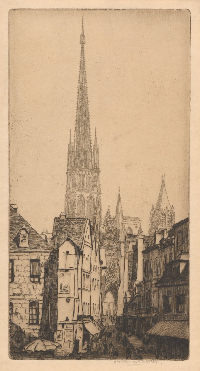 Spire of Rouen Cathedral, La Fl?che, Rouen av Herman Armour Webster