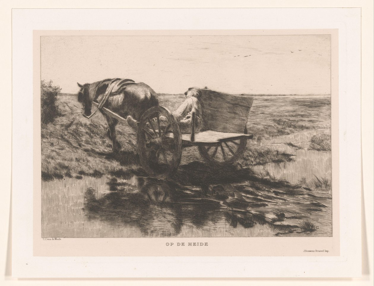 Hästvagn på heden På heden (titel på objekt) av Herman Johannes van der Weele