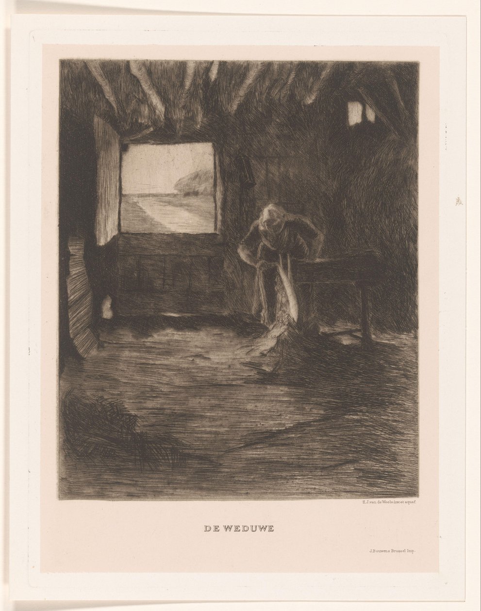 Kvinna i en lada Änkan (titel på objekt) av Herman Johannes van der Weele
