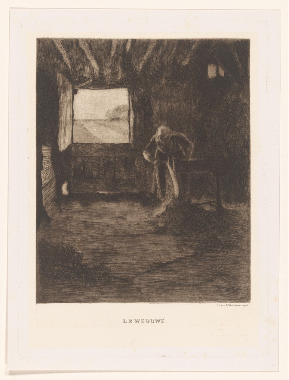 Kvinna i en lada Änkan (titel på objekt) av Herman Johannes van der Weele