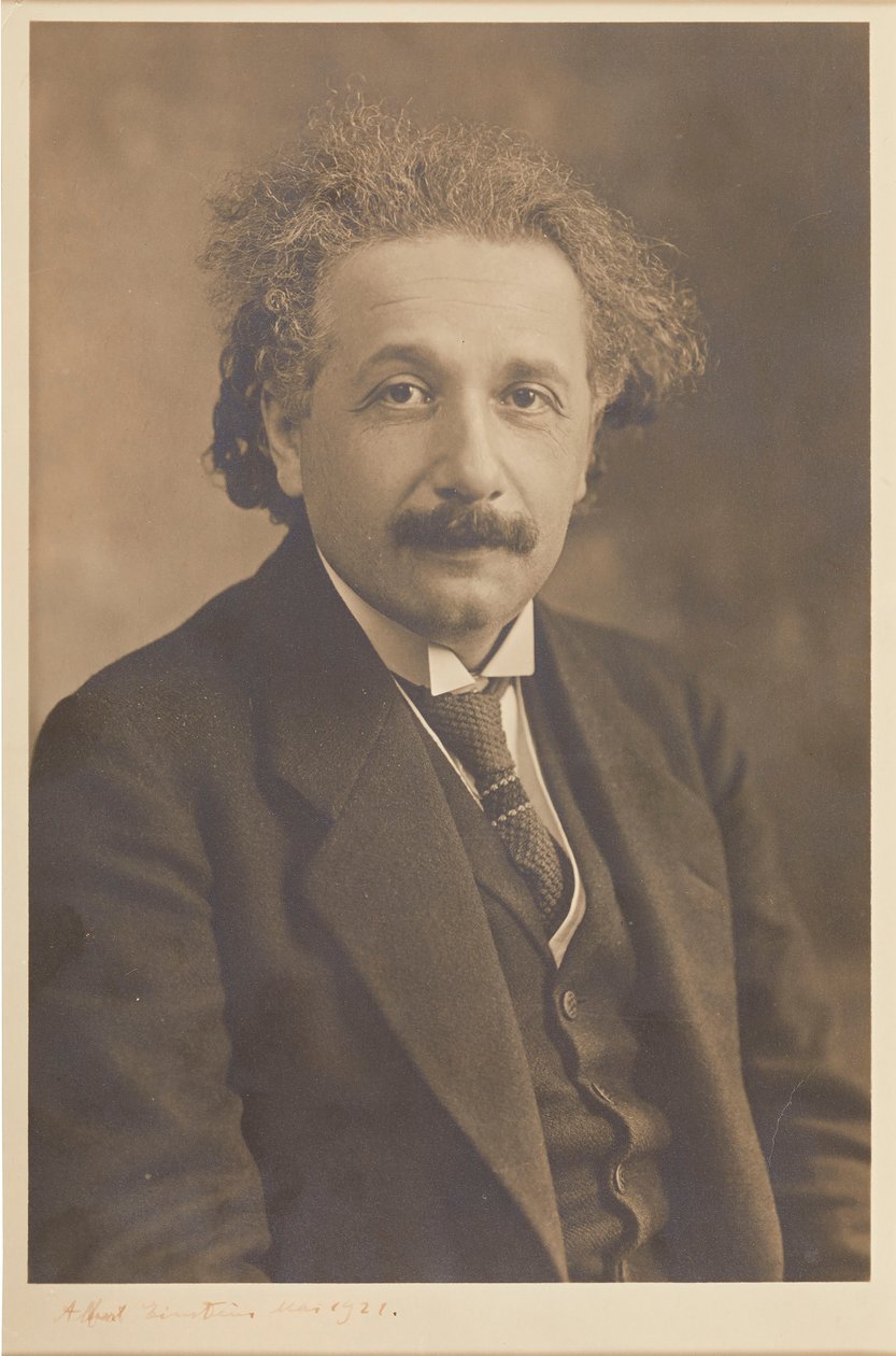 Porträtt av Albert Einstein 1879-1955, 1921. av Herman Mishkin
