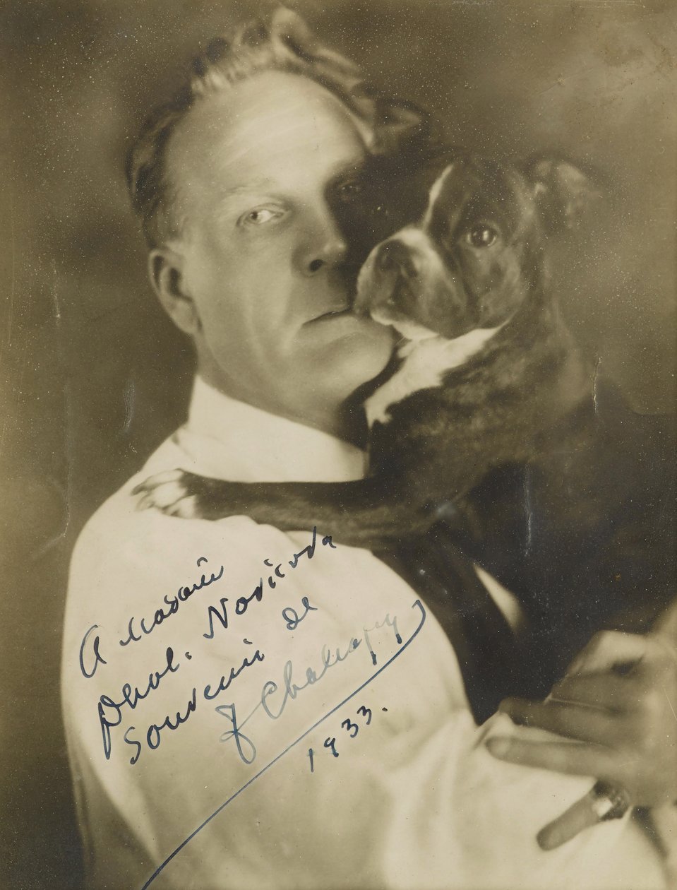 Porträtt av sångaren Feodor Ivanovich Chaliapin 1873-1938, ca. 1930. av Herman Mishkin