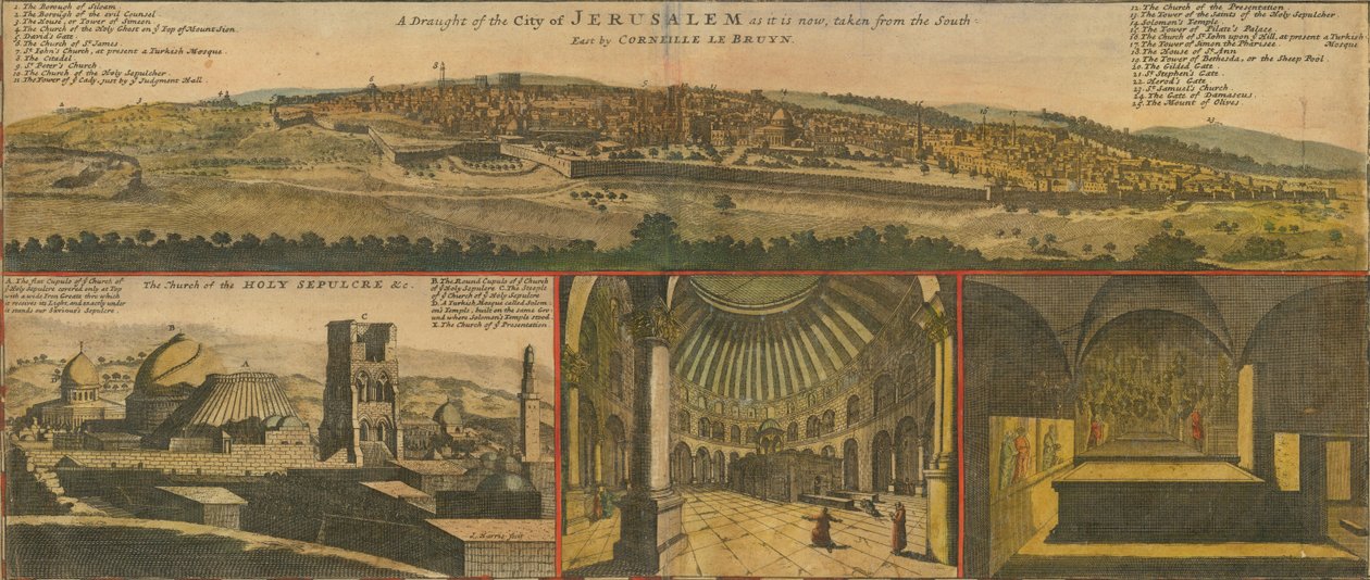 Vyer över Jerusalem från 1730-talet, kartutsnitt av Herman Moll av Herman Moll