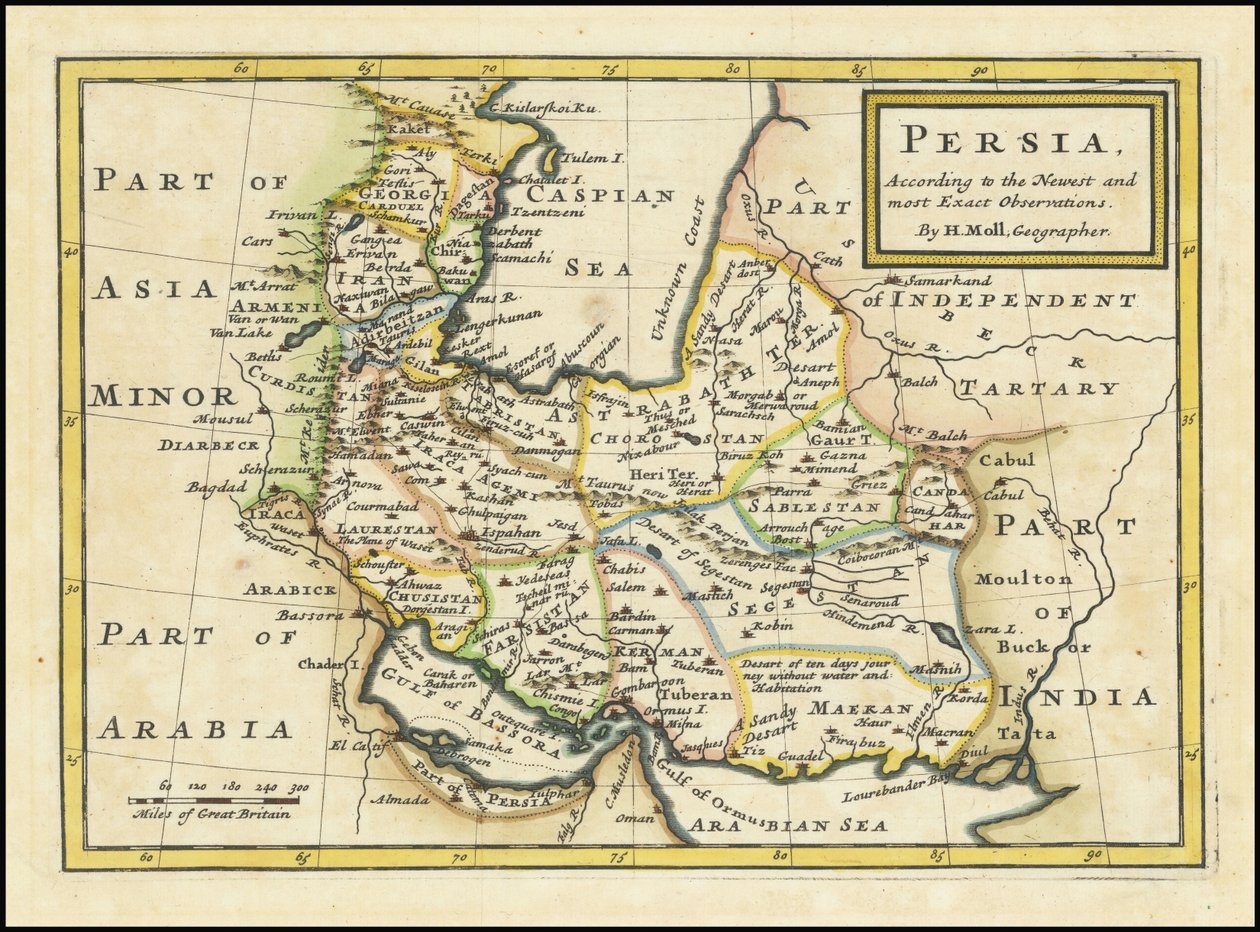1740 års karta över Persien av Herman Moll