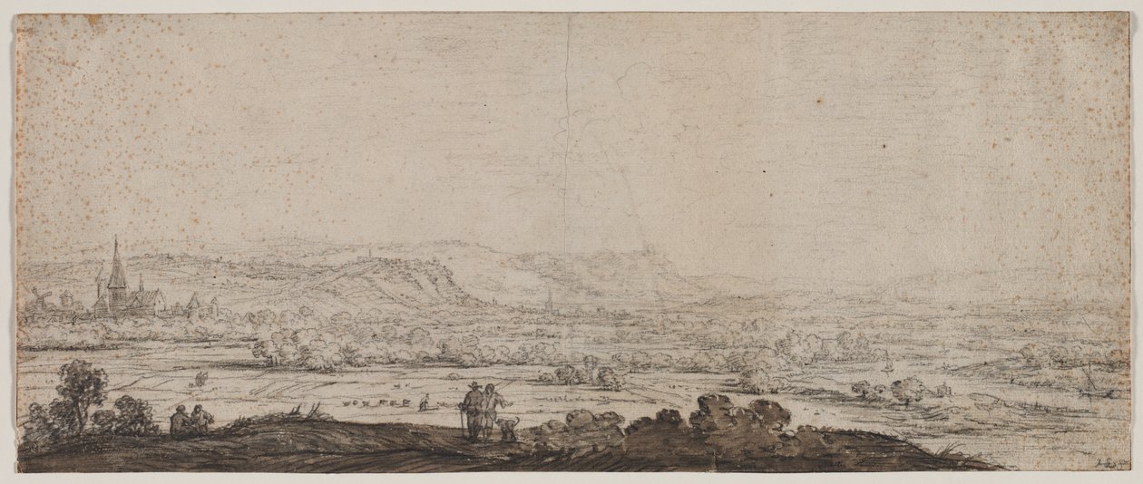 Landskap med byn Schenkenschanz, Gelderland av Herman Saftleven