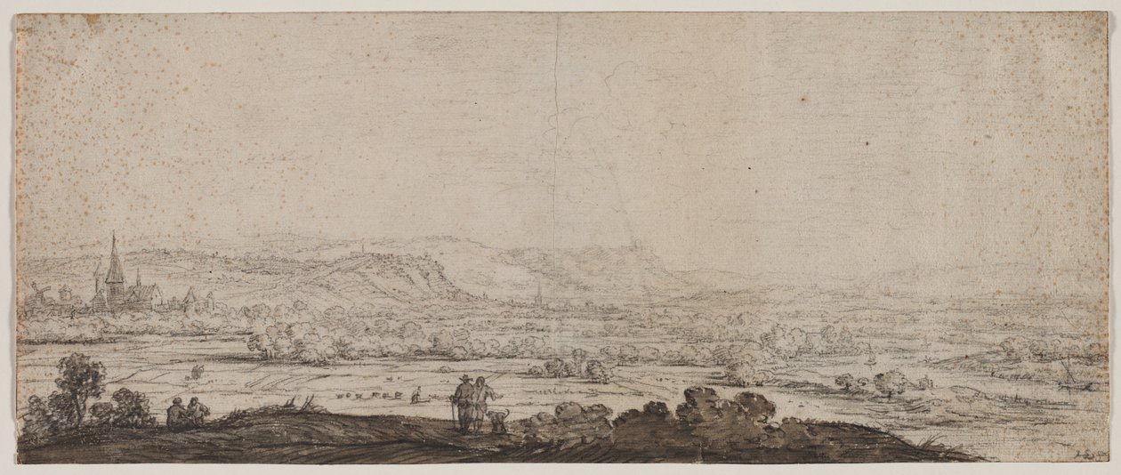 Landskap med byn Schenkenschanz, Gelderland, 1600-talet. av Herman Saftleven