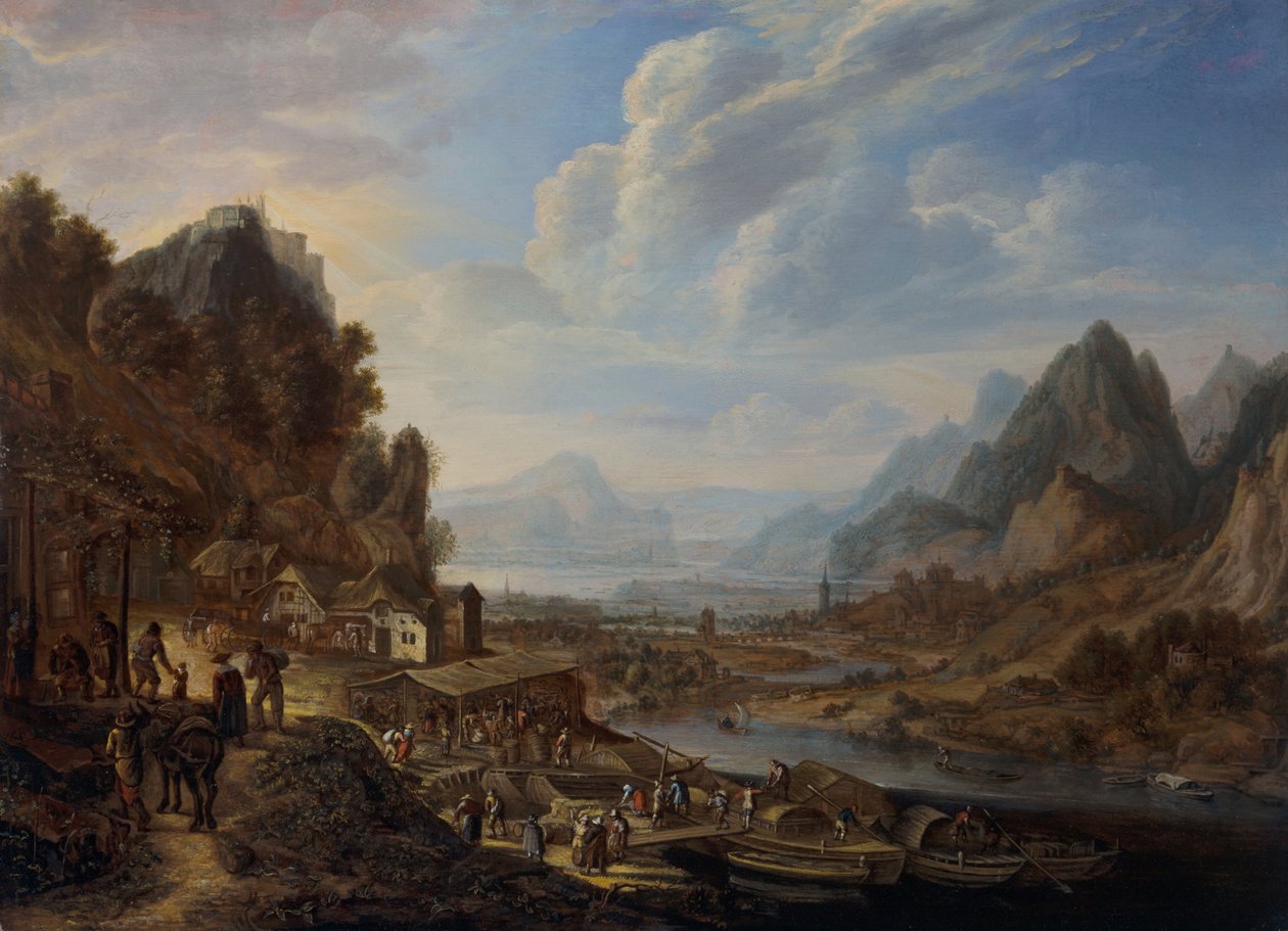 Ett rheniskt flodlandskap av Herman the Younger Saftleven