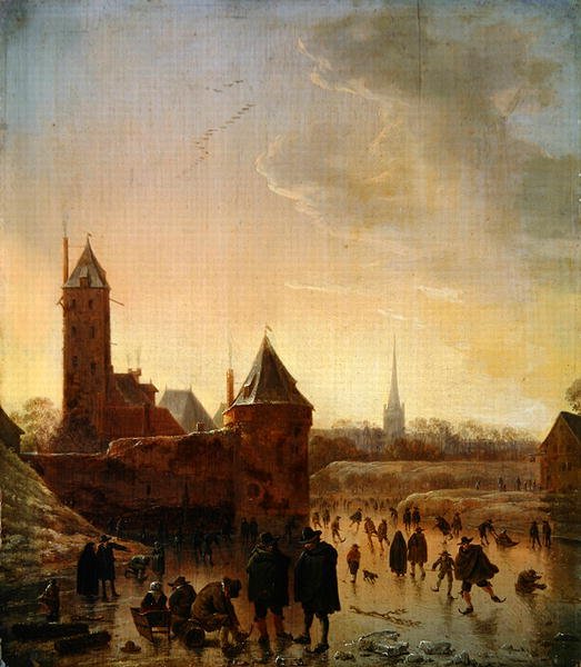 Skridskoåkning framför stadsmuren i Utrecht av Herman the Younger Saftleven