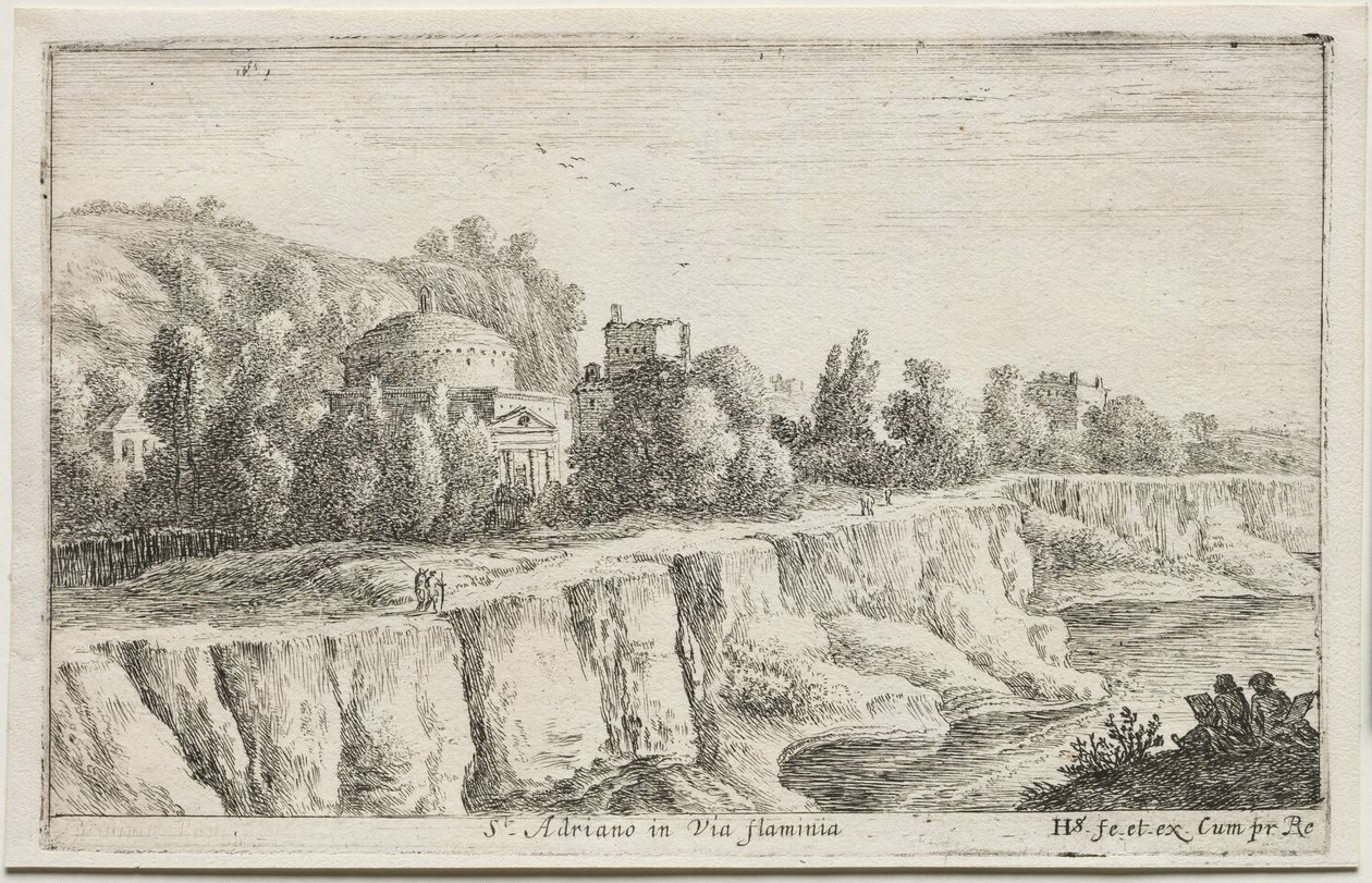 Olika vyer i och runt Rom: St. Adriano på Via Flaminia, 1653. av Herman van Swanevelt