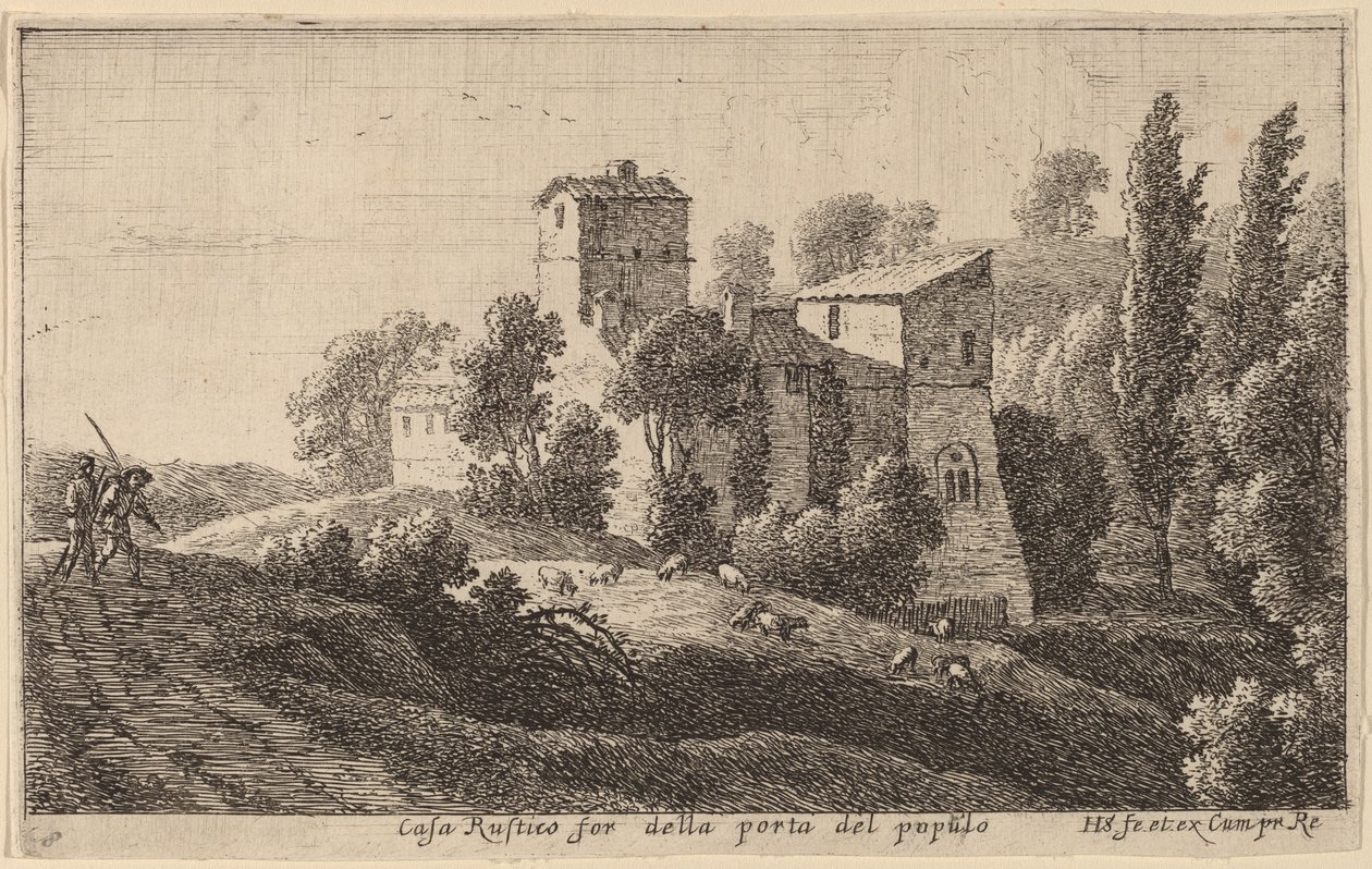 Gård bortom Porta del Popolo av Herman van Swanevelt