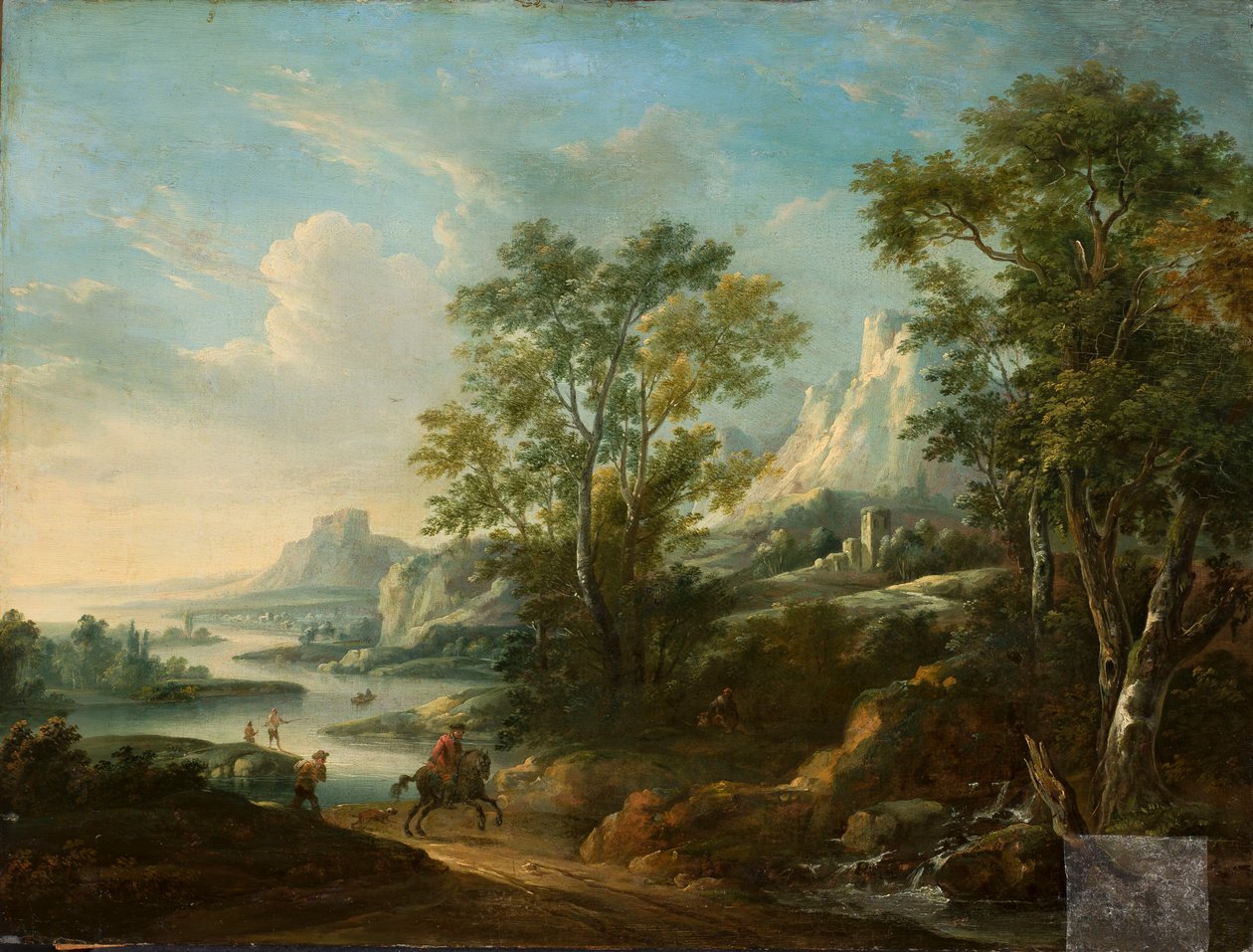 Bergslandskap med flod av Herman van Swanevelt