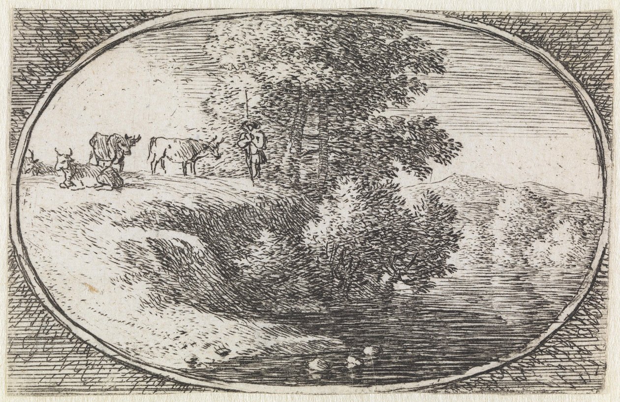 Landskap (nr 12 i serien: *variae campestrum fantasiae*) av Herman van Swanevelt