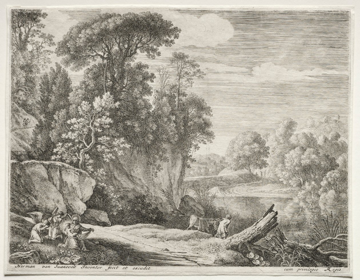 Åsnan ledde till floden, ca. 1652-1654. av Herman van Swanevelt