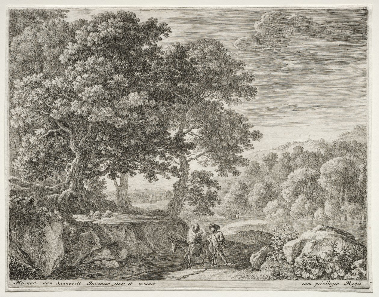 Flygningen till Egypten, ca. 1652-1654. av Herman van Swanevelt