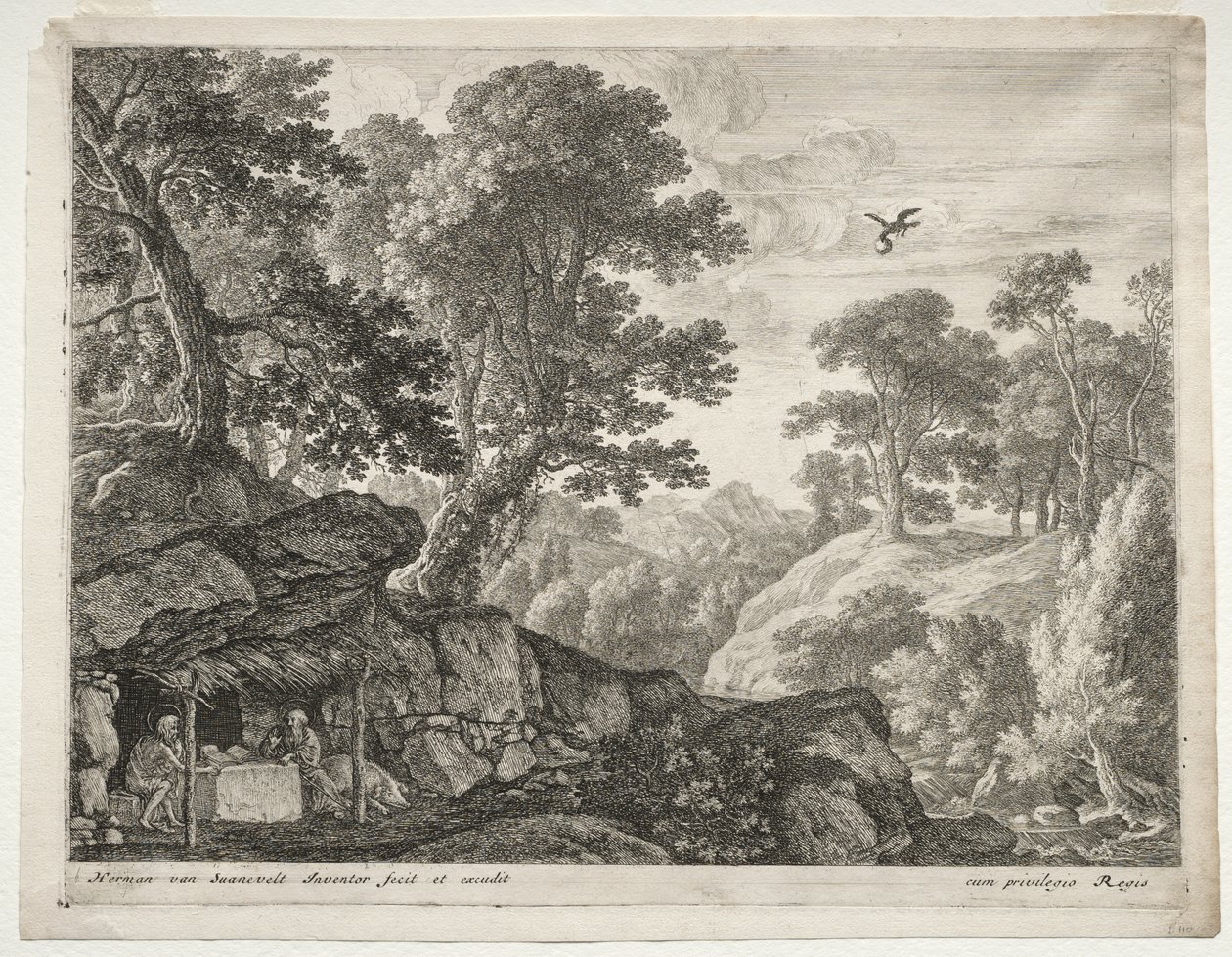 The Penitents: Landscape with Sts. Paul och Anthony av Herman van Swanevelt