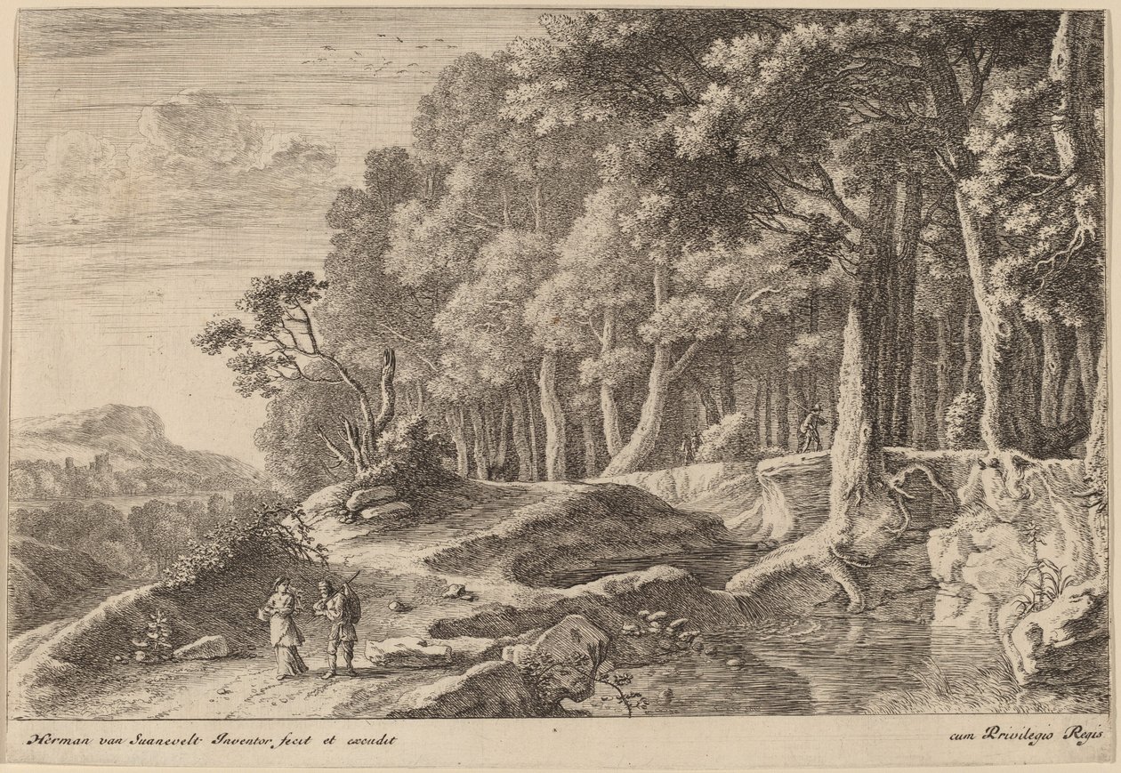 Skog kantad av en bäck av Herman van Swanevelt