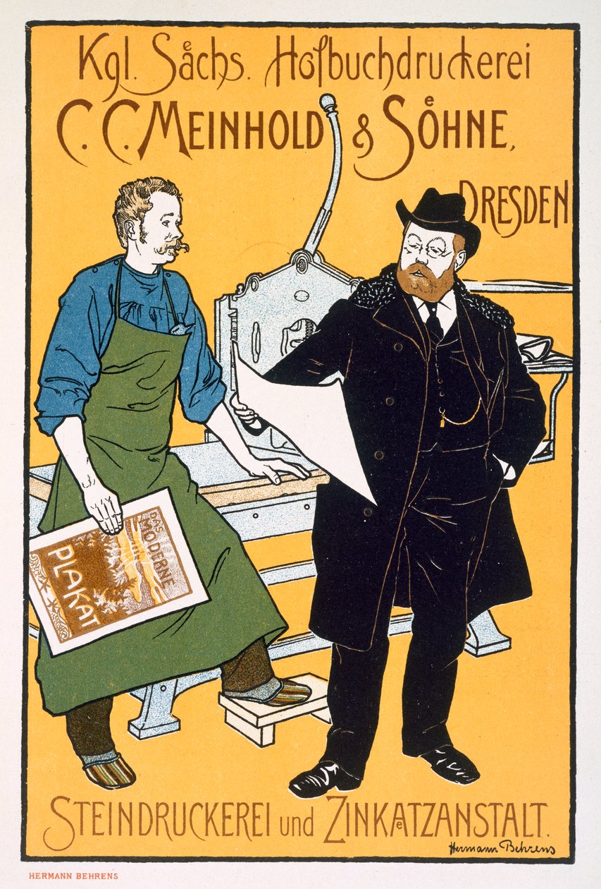 Pster reklam C. C. Meinhold und Sons litografer, Dresden av Hermann Behrens