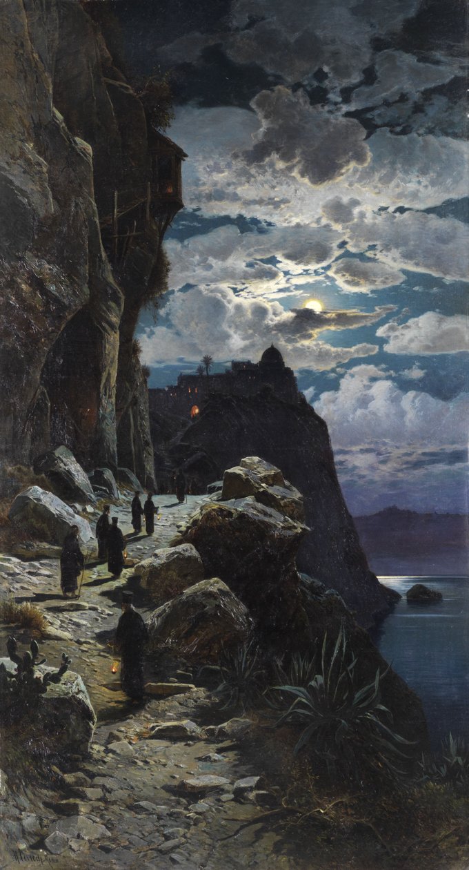 Gang der Mönche zum Bergkloster Athos. av Hermann David Salomon Corrodi