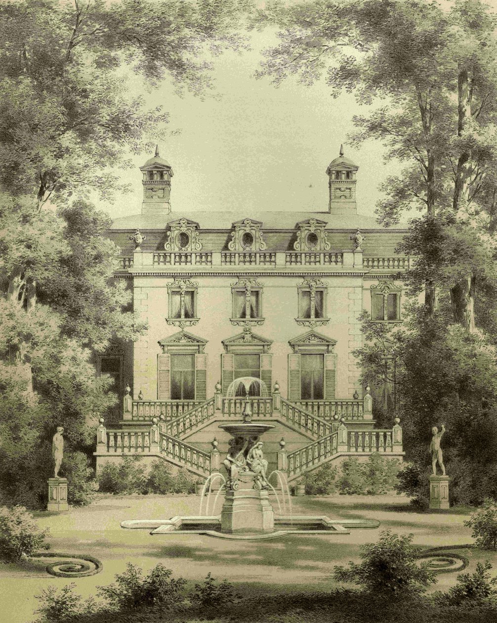 Jagdschloss Klein-Glienicke, Gartenseite av Hermann Günther