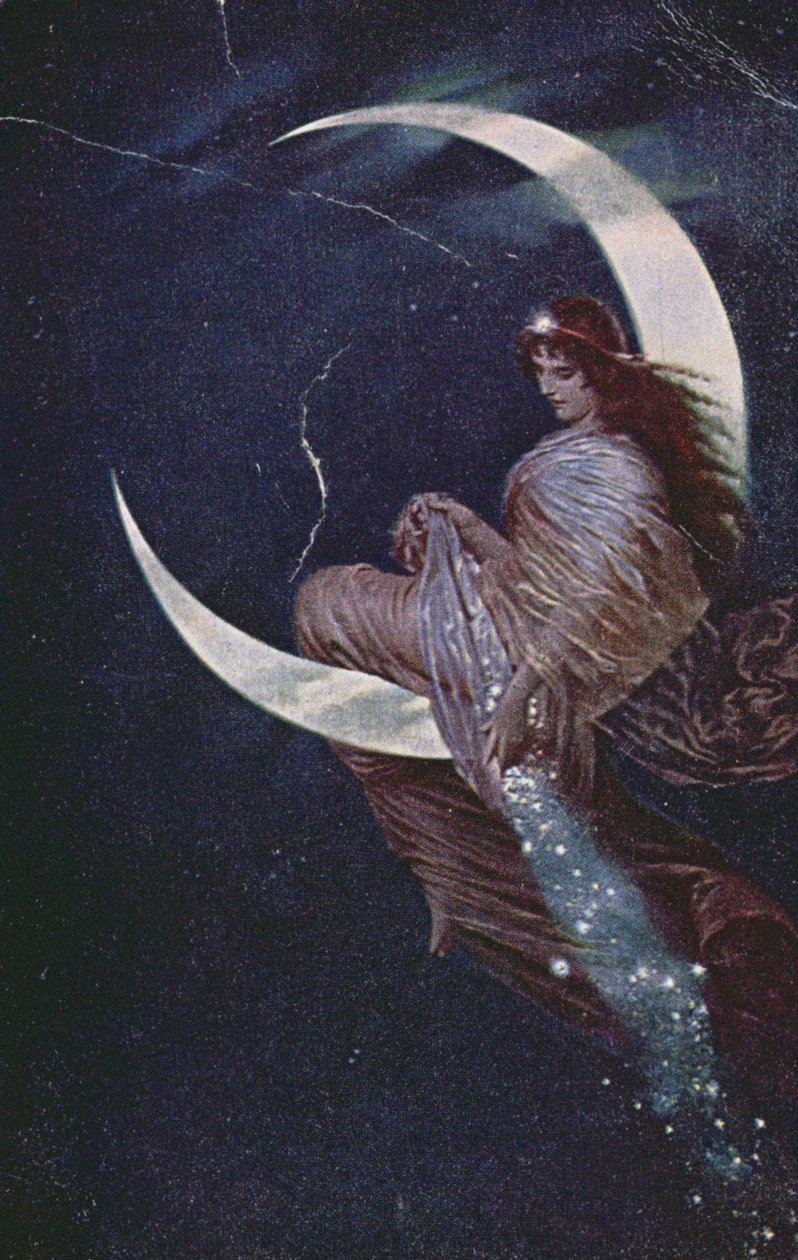 The Fairy of the moon (färggravyr) av Hermann Kaulbach