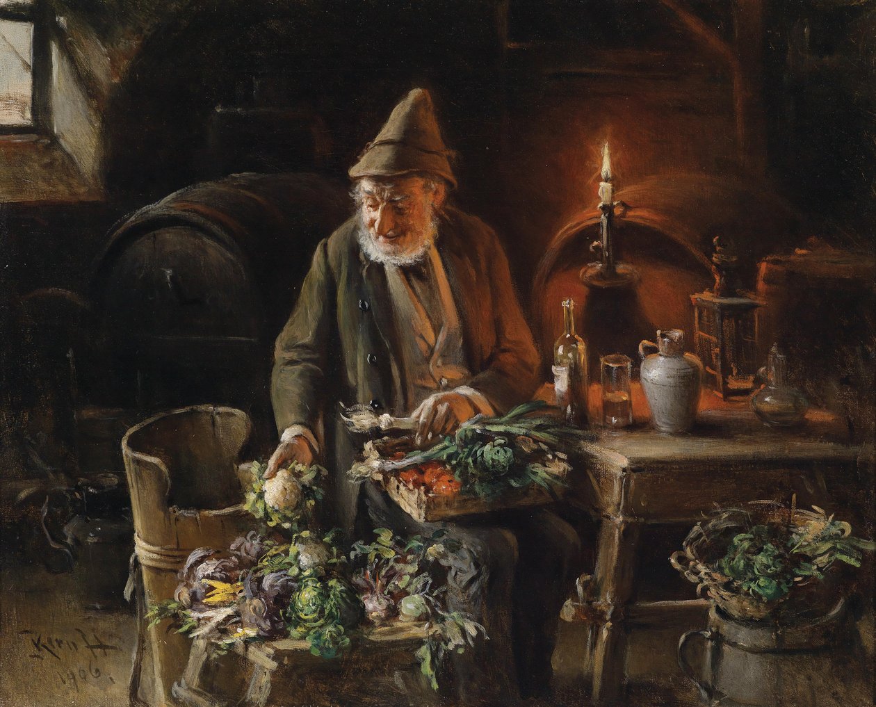 Der Gemüsehändler im Weinkeller av Hermann Kern