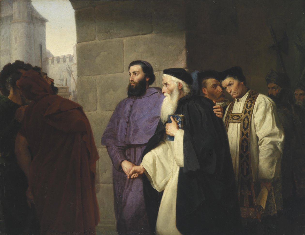 Hugh Latimer och Nicholas Ridley på väg till bålet av Hermann Schweder