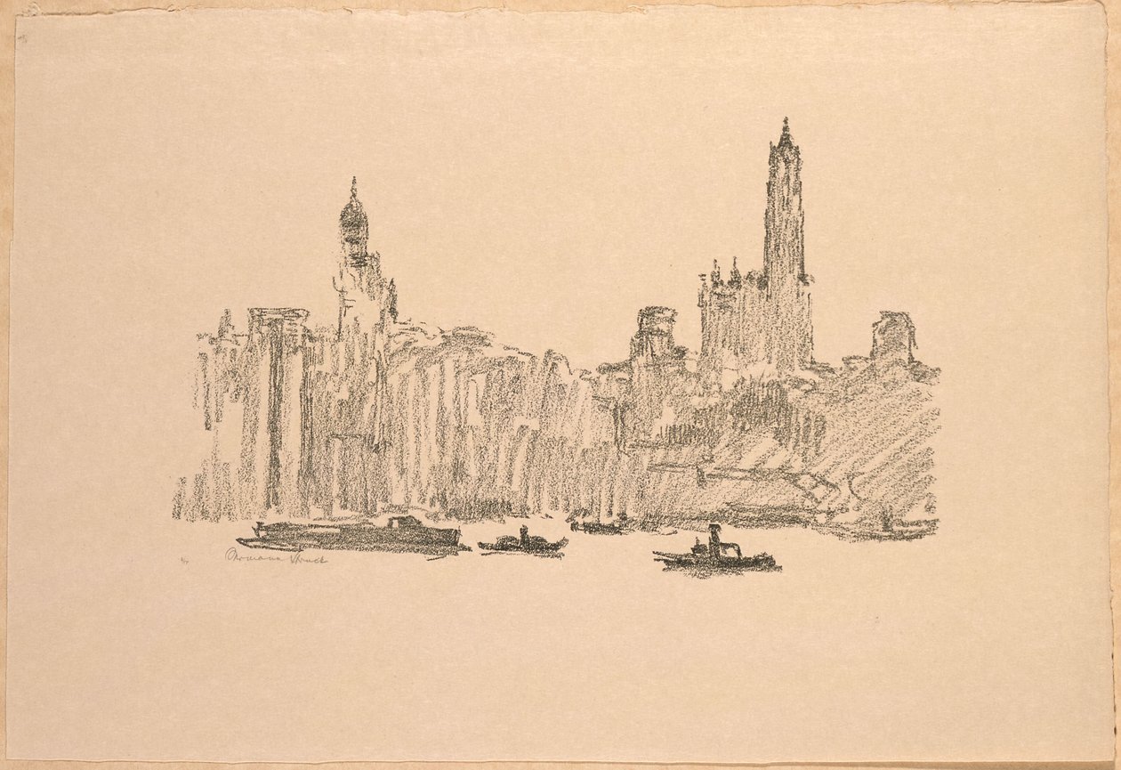 New York. Wolkenkratzer von Brooklyn aus av Hermann Struck