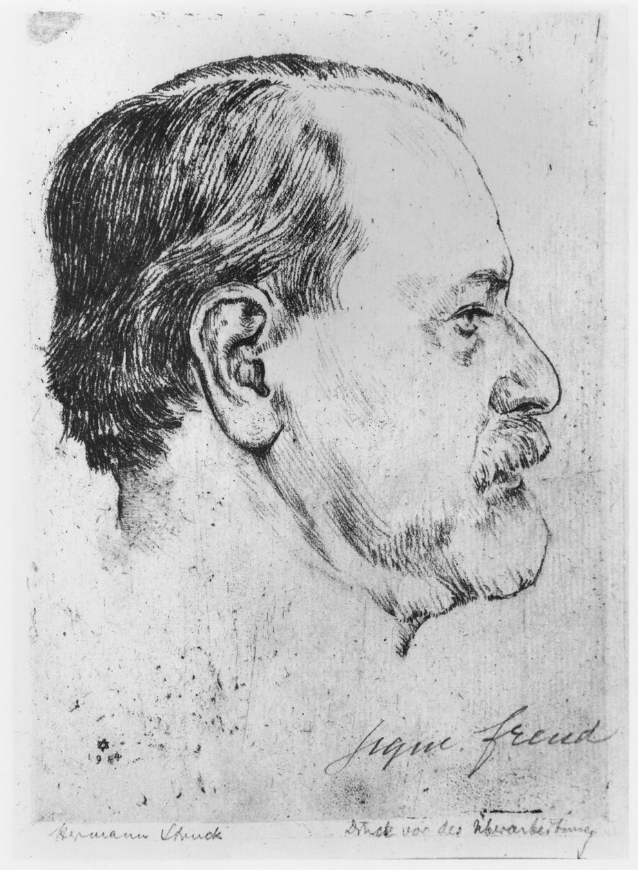 Porträtt av Sigmund Freud (1856-1939) 1914 av Hermann Struck