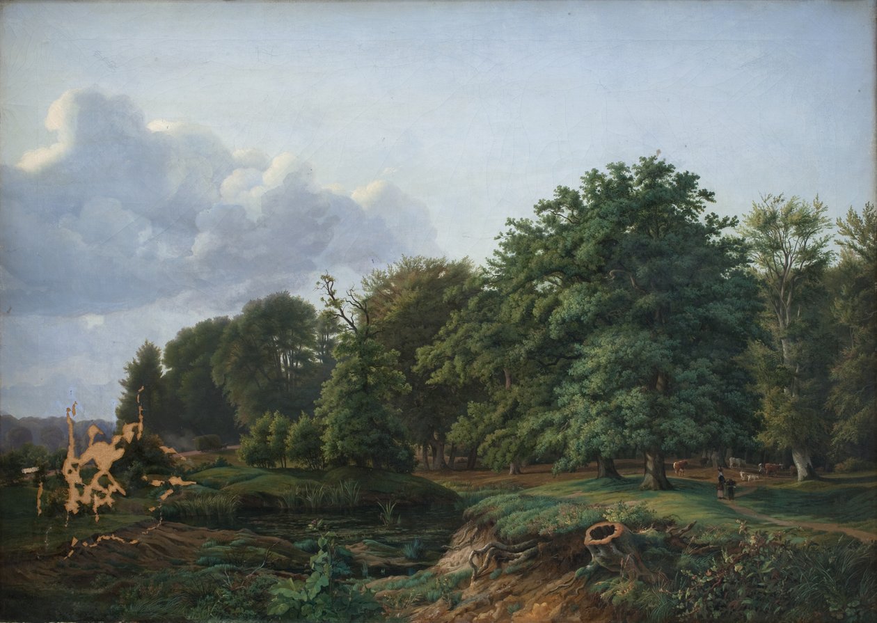 En skog nära Hellebæk på norra Själland. Eftermiddag. av Hermann Carmiencke