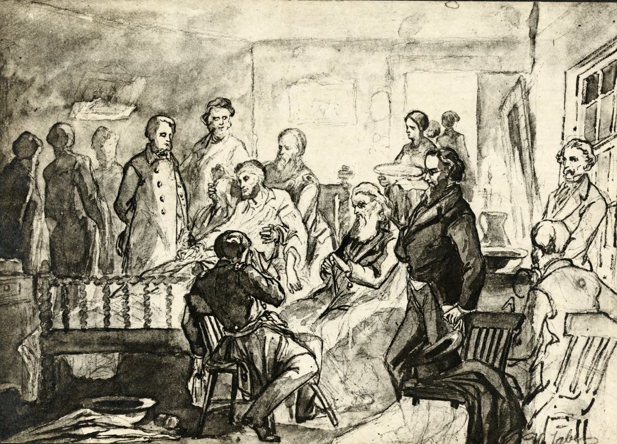 Abraham Lincoln på sin dödsbädd, ca 1865 av Hermann Faber