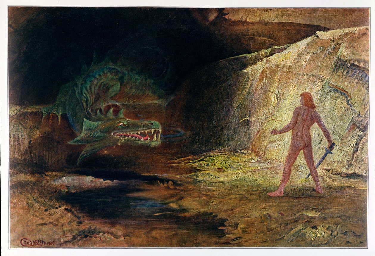 Siegfried och Fafner, 1906 av Hermann Hendrich