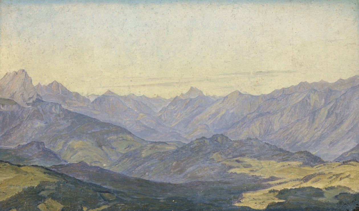 Mountain Valley i Oberbayern, 1829 (olja på papper) av Hermann Kauffmann